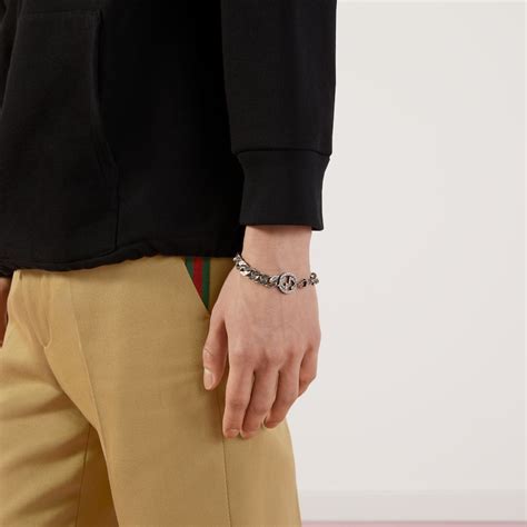 silver bracelet with interlocking g|gucci interlocking g.